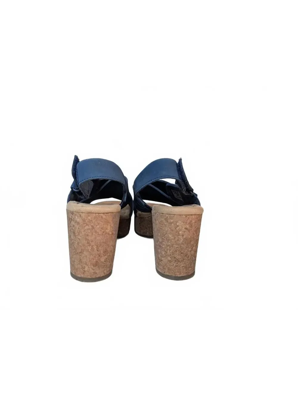 Clarks Collection Nerisa West Wedge Sandals in Navy Nubuck, Size 7.5
